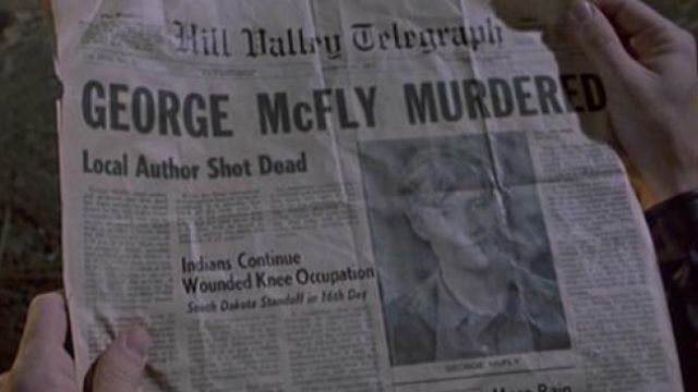 The exact replica of the 2 newspapers George McFly in Back to the future