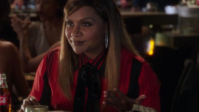The red shirt and black Marc Jacobs Dr. Mindy Lahiri (Mindy Kaling) in The Mindy Project