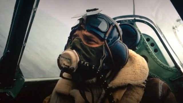 The leather jacket aviator pilot of the Royal Air Force carried by Farrier (Tom Hardy) in Dunkirk