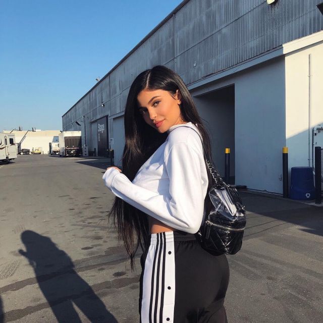 White cropped top sweatshirt worn by Kylie Jenner on her post instagram