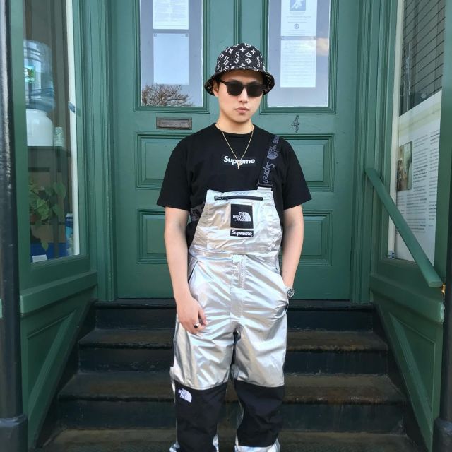 The jumpsuit silver Supreme X The North Face on the account Instagram of Kai aka @2013keezy