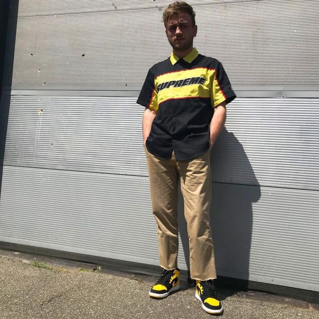 black and yellow jordan outfit