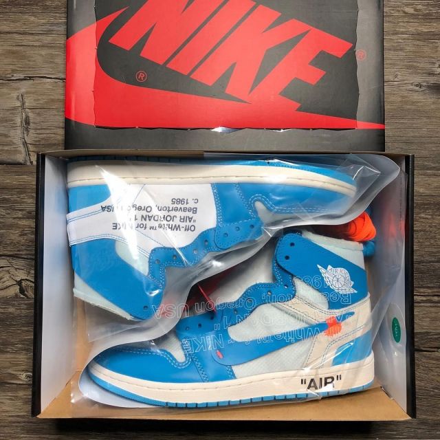 the pair of jordan 1 UNC off white worn by pj tucker on his post instagram