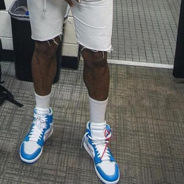 the pair of jordan 1 UNC off white worn by pj tucker on his post instagram
