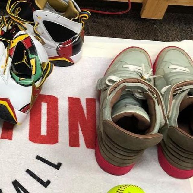 the pair of louis vuitton x kanye west worn by pj tucker on his post instagram