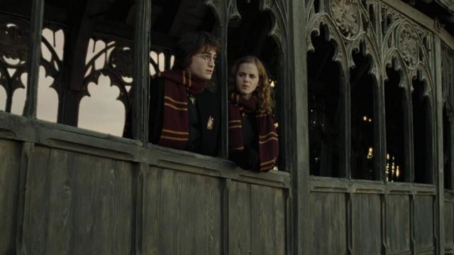 The scarf of the house Gryffindor worn by Hermione Granger (Emma Watson) in Harry Potter and the goblet of fire
