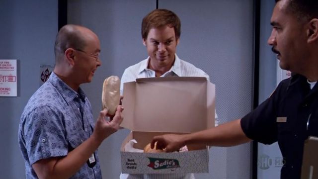 The real box of Donuts Sadie's of Dexter Morgan (Michael C. Hall) in Dexter