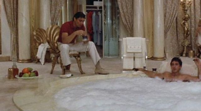 the decanter shot of Tony Montana (Al Pacino) in Scarface