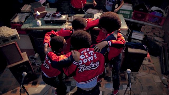 The jacket of the Crew, "The Get Down Brothers" in The Get Down S01E06