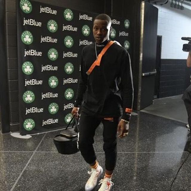 The pair of Nike x Off White Converse Chuck Taylor Virgil Abloh The 10 Ten that door Terry Rozier on his post Instagram