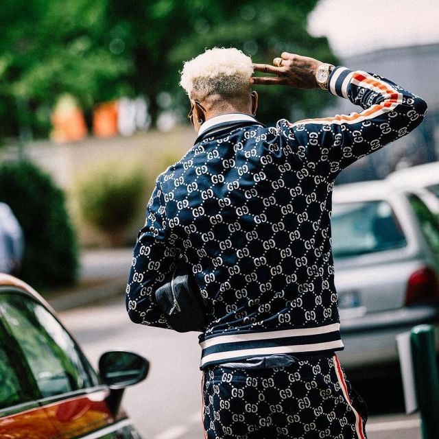 La veste en coton jacquard GG que porte Presnel Kimpembe sur La veste en coton jacquard GG que porte Presnel Kimpembe sur