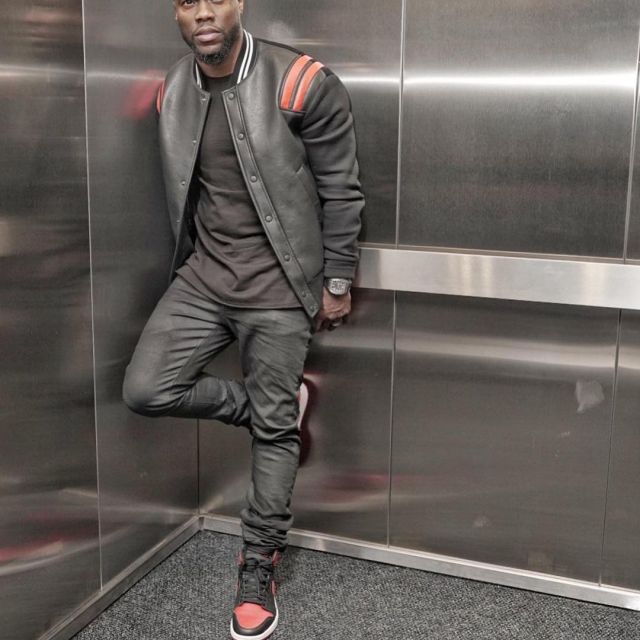 The sneakers black and red AIR JORDAN 1 RETRO HIGH OG "BANNED 2016 RELEASE" Kevin Hart on his account Instagram