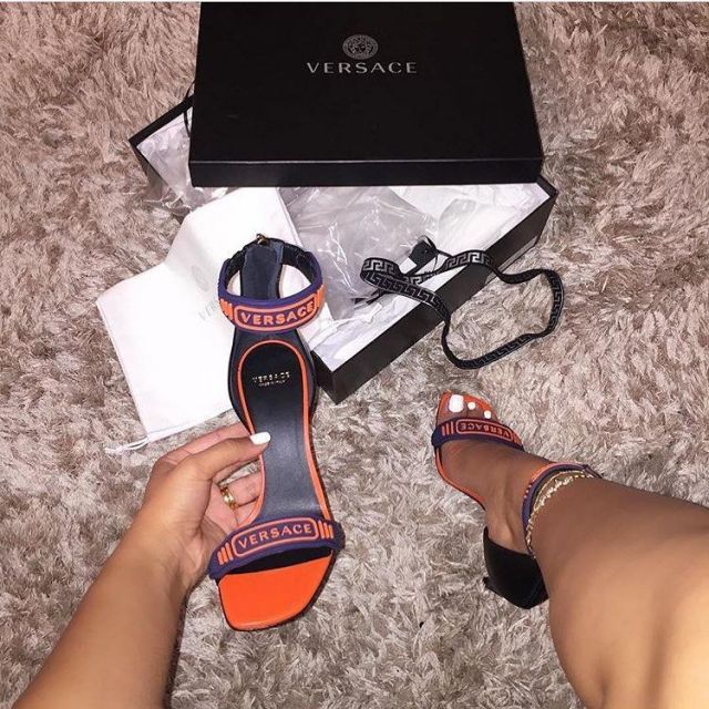 versace heels orange