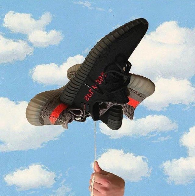 The Yeezy Boost 350 V2 grey orange on the account Instagram @yeezyboosts