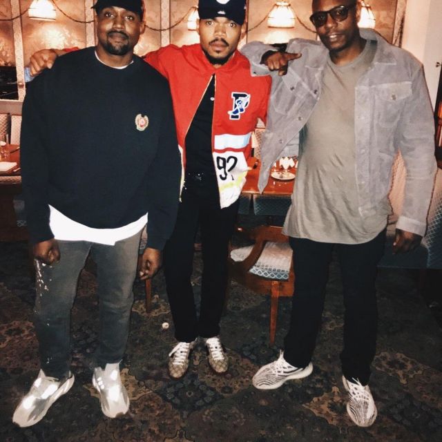 The Yeezy Boost 350 V2 zebra black and white of Dave Chappelle on the account Instagram @yeezyboosts
