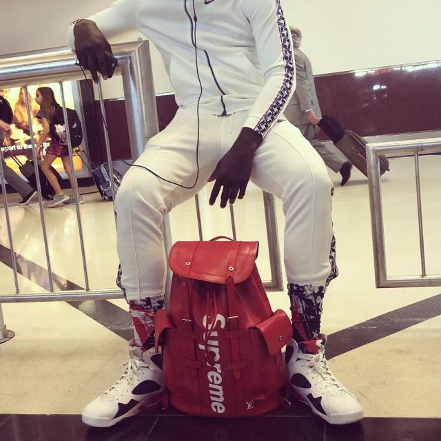 The AIR JORDAN 7 RETRO white blue red Lance Stephenson on his account Instagram