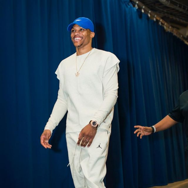 Le pantalon de jogging Jordan wings fleece que porte Russell Westbrook sur son compte Instagram