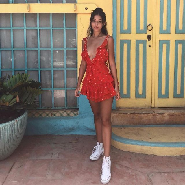 for love and lemons red polka dot dress