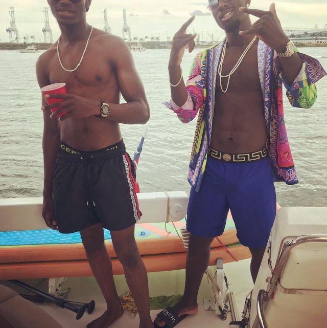 The tap-dancing black Givenchy worn by Jean-Kevin Augustin on the edge of the water on Instagram