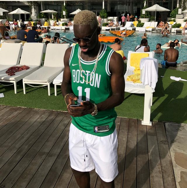 The green jersey NBA Boston Celtics worn by Jean-Kevin Augustin on his account instagram