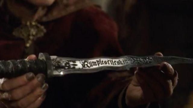 The dagger of "dark" aka Rumplestiltskin, aka The crocodile (Robert Carlyle) in Once Upon a Time