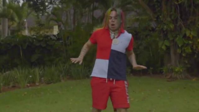 Tommy Hilfiger polo shirt worn by 6ix9ine as seen in Gotti Music Video