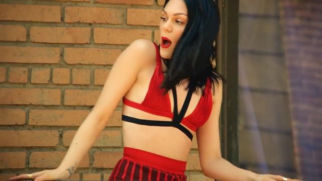 Red Triangle Bra by La Perla worn by Jessie J in her Bang Bang Video Clip  feat. Ariana Grande, Nicki Minaj