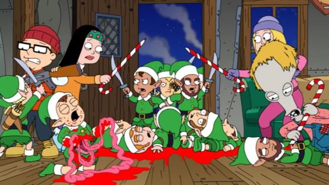 Sugars barley, red and white in the form of cannes seen in American Dad