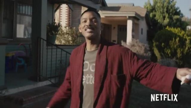 The t-shirt slogan grey Urban Outfitters "Do Better" Daryl Ward (Will Smith) in Bright