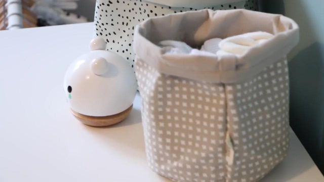 fabric basket at pop-line view in the video baby room tour of jenesuispasjoli