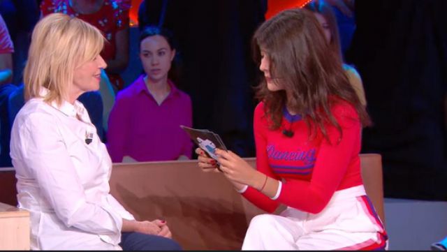 The white Pants wide multicoloured strips of Sandrine Calvayrac in The box + the 09/06/2018