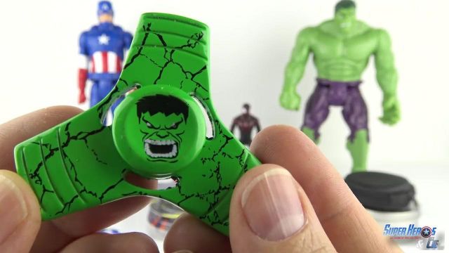 The hand spinner Hulk in the youtube video 11 Hand Spinner Super Hero Fidget Finger Rare Captain America Iron Man SpiderMan Toy Toy Review