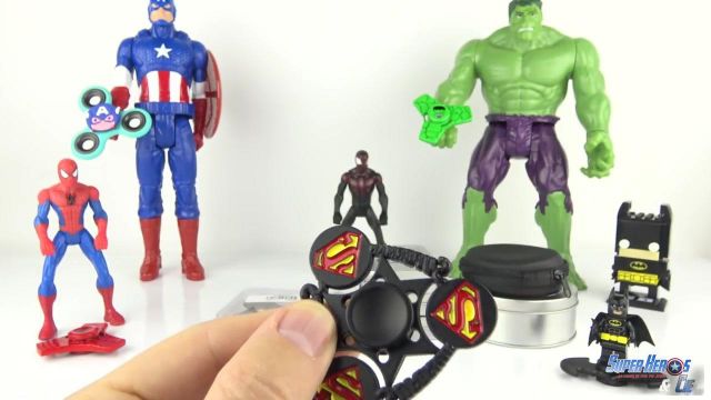 The hand spinner superman in the youtube video 11 Hand Spinner Super Hero Fidget Finger Rare Captain America Iron Man SpiderMan Toy Toy Review