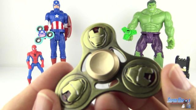 The hand spinner Iron man in the youtube video 11 Hand Spinner Super Hero  Fidget Finger Rare Captain America Iron Man SpiderMan Toy Toy Review |  Spotern