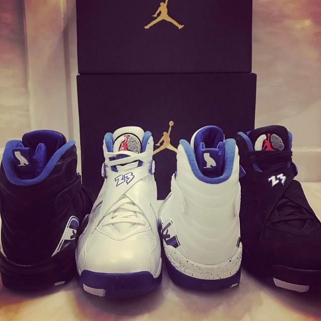 Les Sneakers Air Jordan 8 "OVO 8 Calipari Pack"  vues sur le compte Instagram de Drake