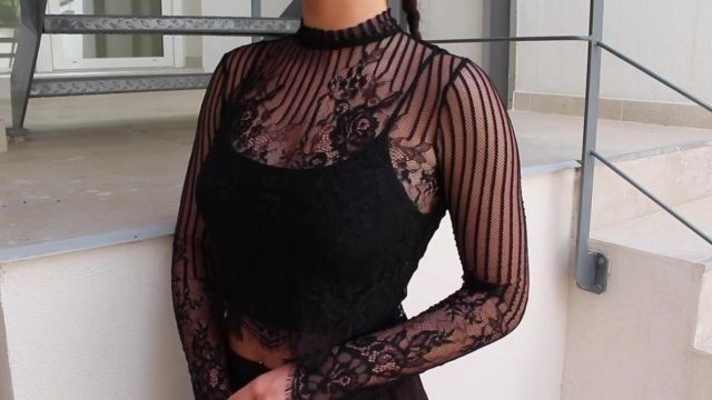 The top transparent black lace Shein in the  Video HAUL TRY