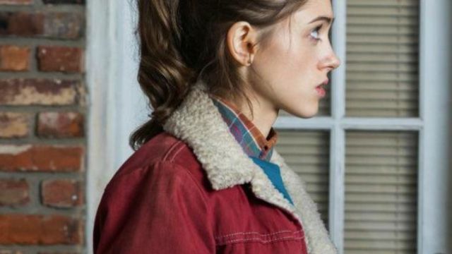 Red cord jacket worn by Nancy Wheeler (Natalia Dyer) as seen in Stranger Things S01E08