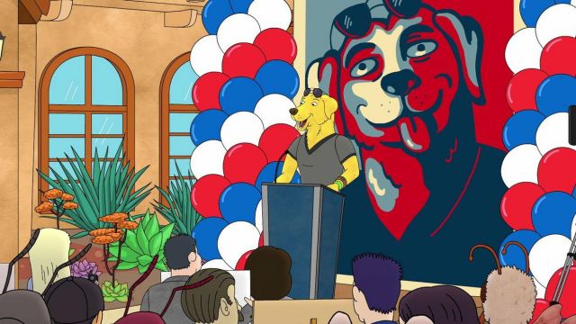Mr. Peanutbutter poster for the elections in Bojack Horseman