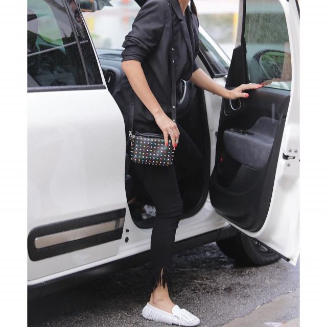 Moccasins tod's white leather fringed of Adriana Lima on Instagram