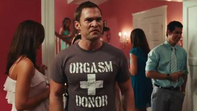 The t-shirt "orgasm donor" Stiffler (Seann William Scott) in the film American pie