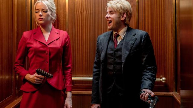 Red skater skirt worn by Annie Landsberg (Emma Stone) as seen in Maniac season 1