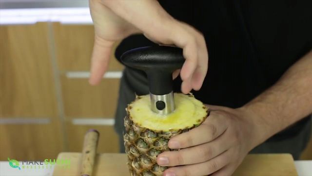 Pineapple peeler seen in the video "8 Innovative Kitchen Gadgets" by Davy Devaux on his channel How To Make Sushi