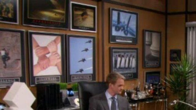The set of posters in the office of Barney Stinson (Neil Patrick Harris) in How I Met Your Mother S02E02