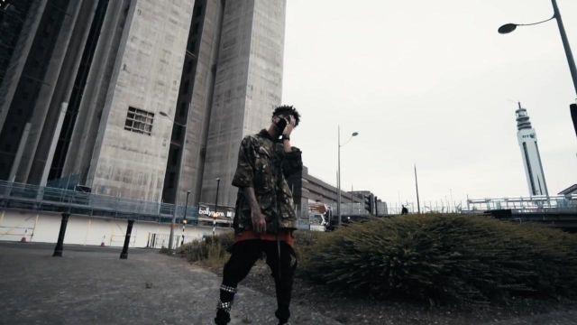 The military jacket with hood worn by Scarlxrd in his video clip Heart Attack