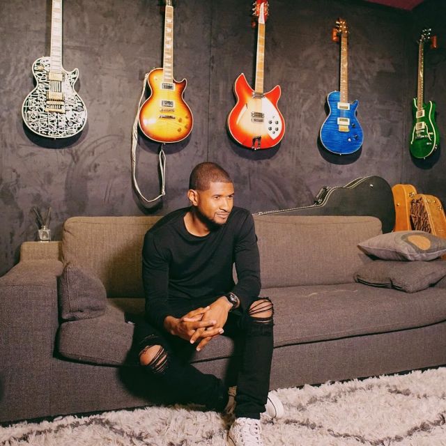 The pair of Converse All Star Hi Optic white worn by Usher on his account Instagram