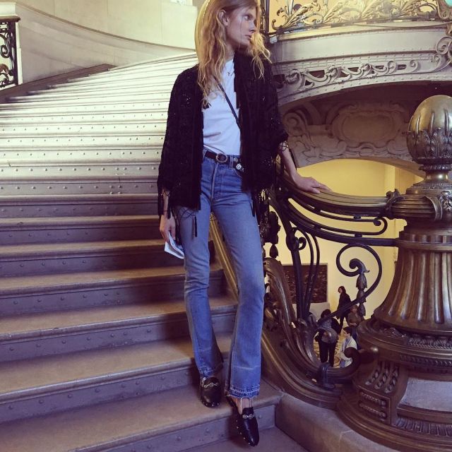 The Mules Gucci Princetown leather worn by Constance Jablonski on his account Instagram