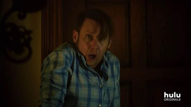 The plaid shirt blue Jimmi Simpson in into the Dark