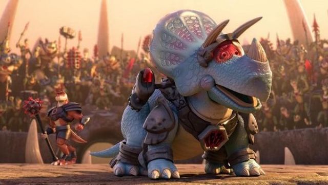 The replica figurine Trixie in combat mode in Toy Story 3
