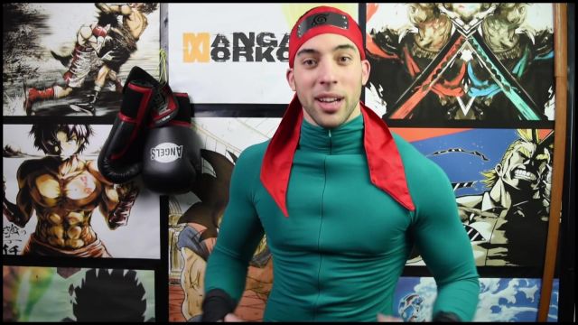 The cosplay full of Rock Lee Manga Workout in the YouTube video 