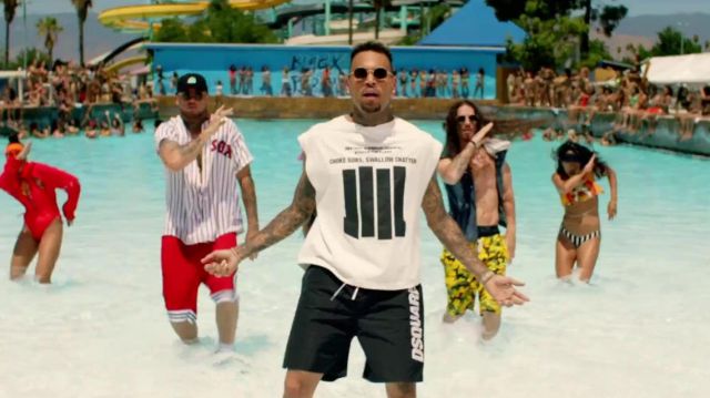 The jersey of the Boston Red Sox in the music video "Pills & Automobiles" by Chris Brown
